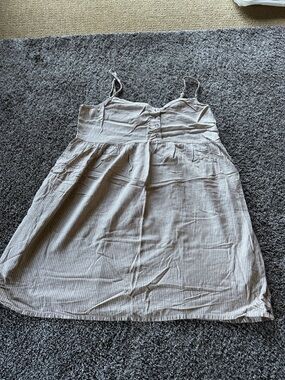 Volcom Striped Spaghetti Strap Sundress in Light Beige White Empire Waist Summer